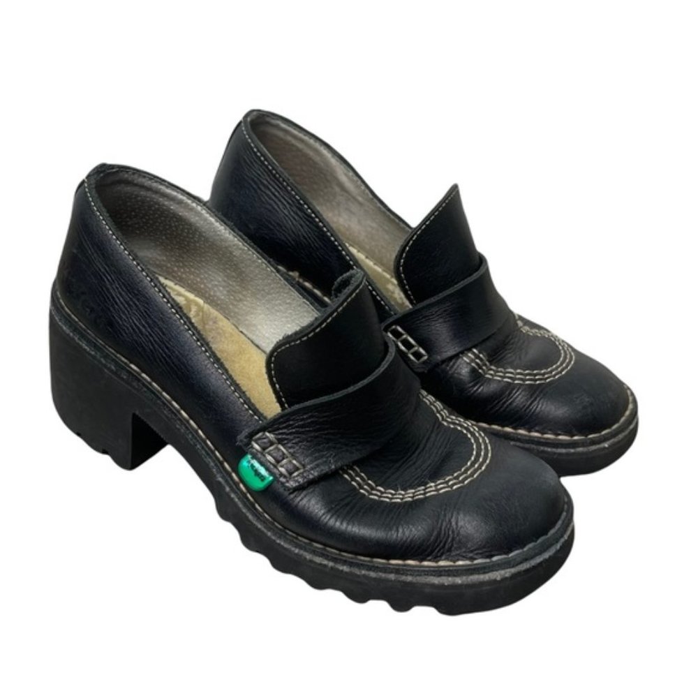 Kickers Black Leather Loafers